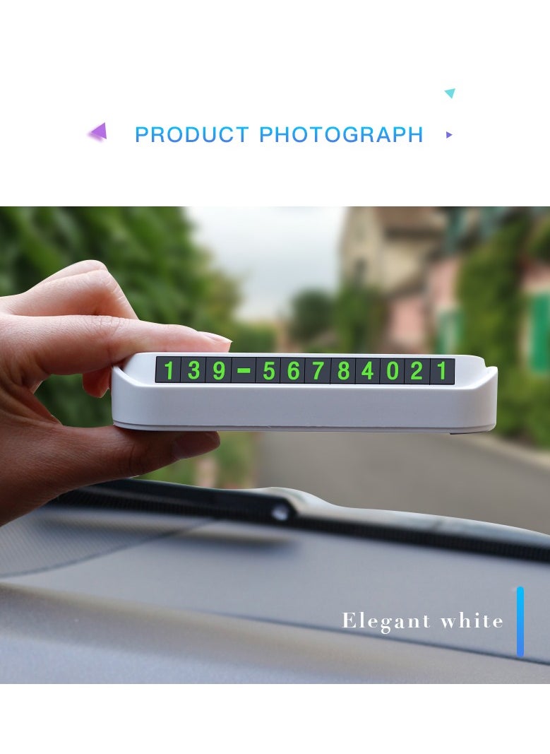 Generic - Temporary Parking Plate Universal Flip Temporary Phone Number Plate Car Dashboard Luminous White Parking Plate Car Temporary - Image 1