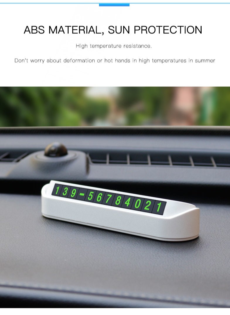 Generic - Temporary Parking Plate Universal Flip Temporary Phone Number Plate Car Dashboard Luminous White Parking Plate Car Temporary - Image 1