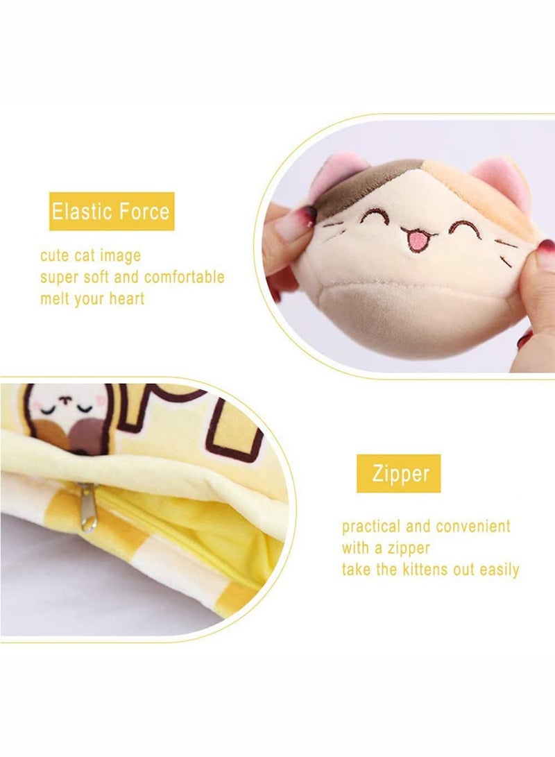 وسادة رمي القط اللطيفة مع 8 دمى قطة قابلة للفصل ، ألعاب محشوة أفخم ، هدايا إبداعية للفتيات والأطفال - Image 4