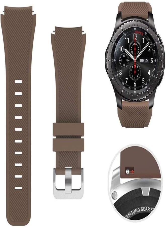 SAPU - SAPU Bands for Samsung Gear S3 Frontier/Classic Watch Silicone Bracelet, Sports Silicone Band Strap Replacement Wristband for Samsung Gear S3 Frontier/S3 Classics Coffee - Image 1