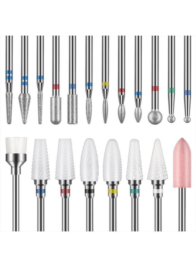 Depvko Nail Drill Bits 20Pcs, 3/32'' Ceramic Carbide Drill Bits for Nails, Nail Bits for Nail Drill, Diamond Nail Drill Bit Set for Cuticle Remover Manicure Pedicure (20Pcs) - Image 1