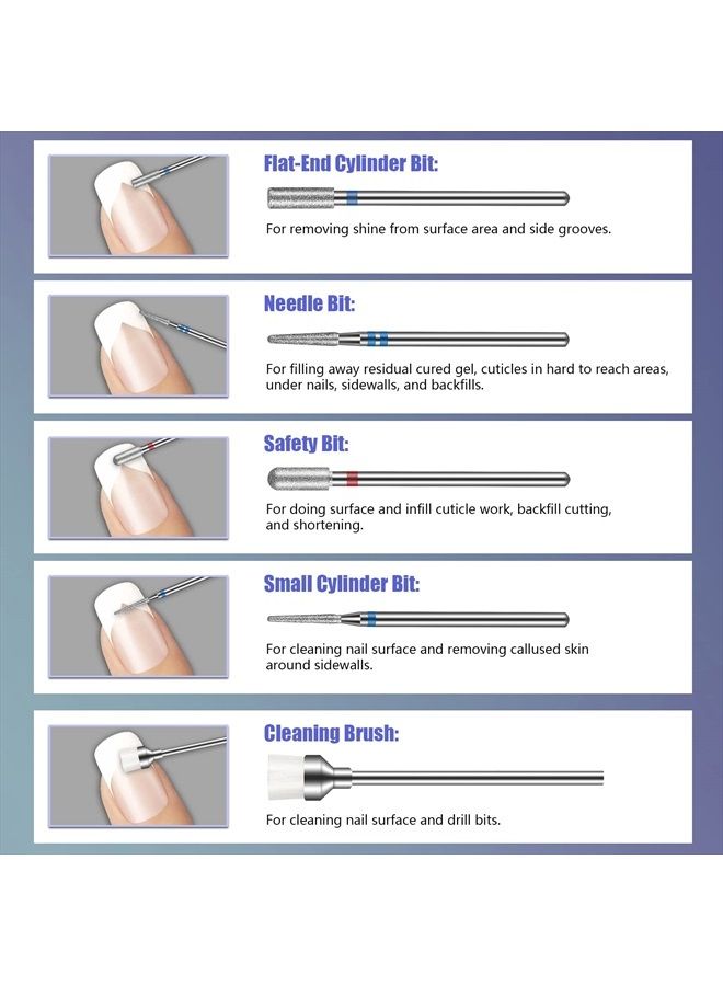 Depvko Nail Drill Bits 20Pcs, 3/32'' Ceramic Carbide Drill Bits for Nails, Nail Bits for Nail Drill, Diamond Nail Drill Bit Set for Cuticle Remover Manicure Pedicure (20Pcs) - Image 3