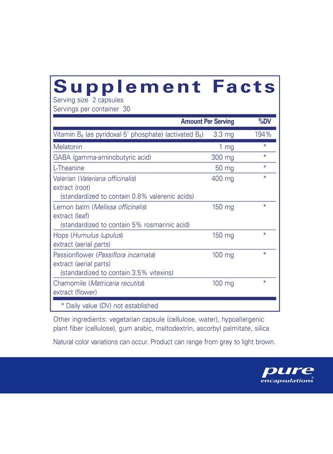 Pure Encapsulations Best-Rest Formula - Supports Restful Sleep - for Relaxation - Restful Sleep Supplement - Non-GMO & Vegan - 60 Capsules - Image 2