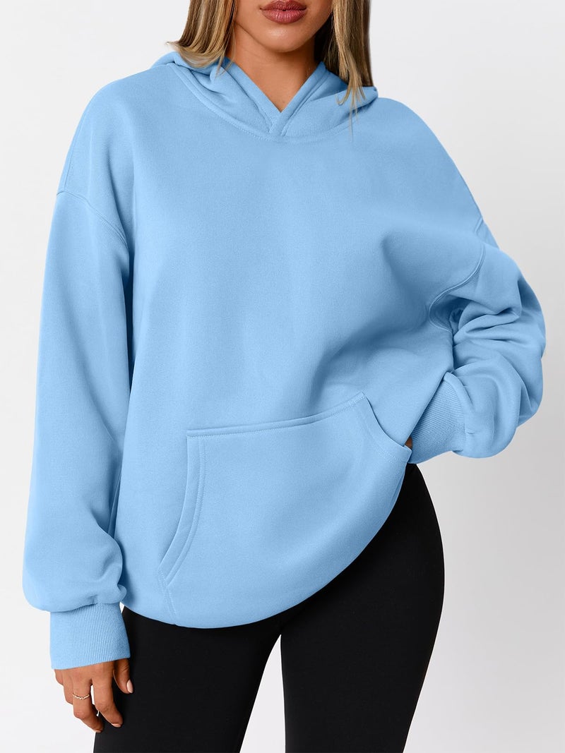 WYNNQUE Hoodies for Women Oversized Sweatshirts Fall Fashion Outfits 2026 Casual Sweaters Tops Fleece Plus Size Workout Comfy Winter Clothes SkyBlue S - Image 2