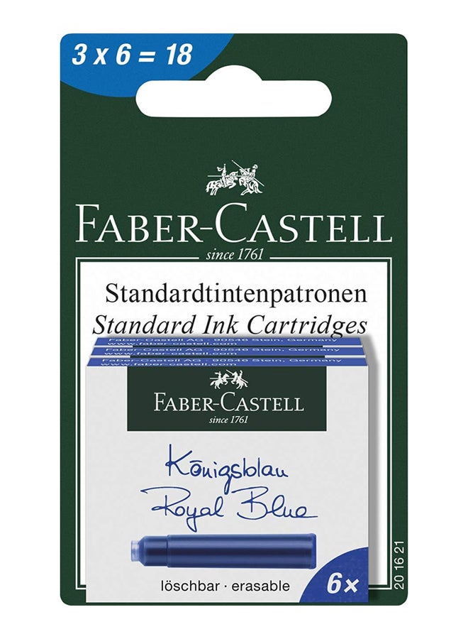 FABER-CASTELL 18-Piece Ink Cartridge Blister Royal Blue Ink - Image 1