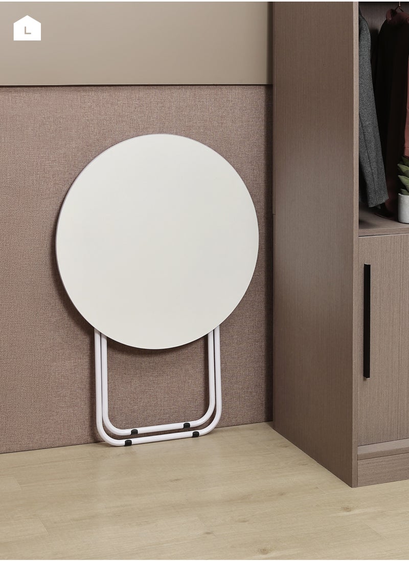 LAWAZIM - Lawazim Round Foldable Table - 60x60x70cm White - Compact, Portable, Sturdy, and Easy-to-clean Table with Non-Slip Iron Frame - Ideal for Dining, Small Spaces, Living Rooms, Outdoor Use, Picnics, and Events - Image 1