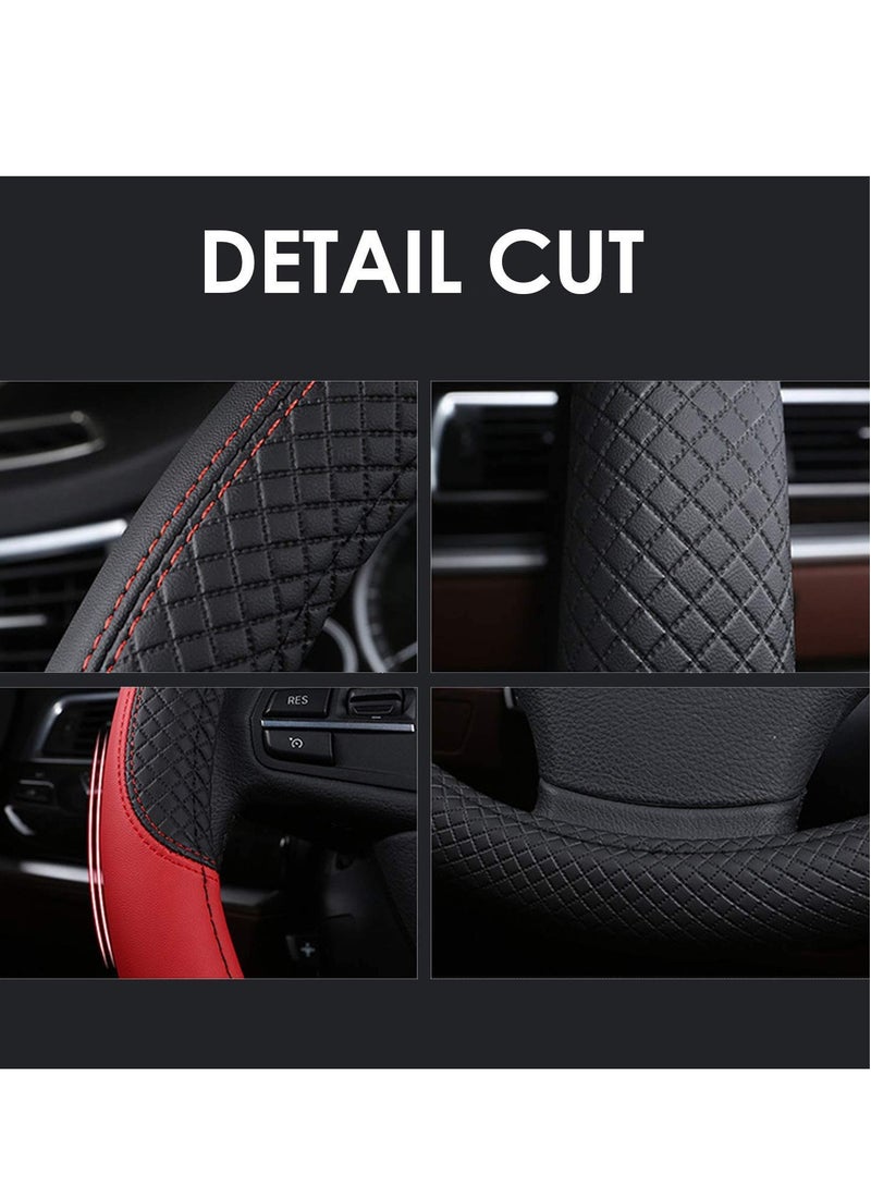 SYOSI Universal Car Steering Wheel Covers, Balck 15 Inch Leather Steering Wheel Cover for SUV Honda, Odorless Anti-slip Skidproof Steering Wheel Cover, Car Accessories Sweat Automotive Interior - Image 3