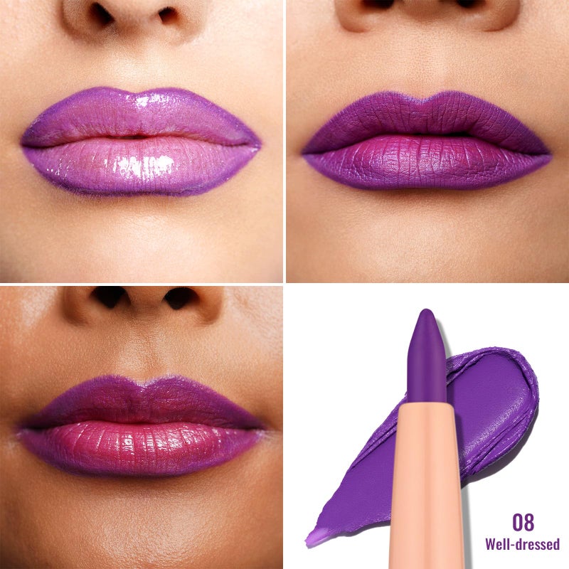 Oulac Matte Purple Lip Liner Pencil, Waterproof Retractable Lipliner Crayon, Smooth and Creamy Long Wearing Lip Makeup, Contour Your Lips, Vegan Beauty, 08 Well-dressed - Image 4
