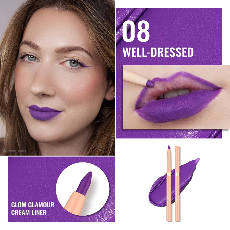 Oulac Matte Purple Lip Liner Pencil, Waterproof Retractable Lipliner Crayon, Smooth and Creamy Long Wearing Lip Makeup, Contour Your Lips, Vegan Beauty, 08 Well-dressed - Image 2