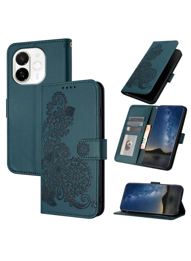 erorex Case For Tecno Spark 30C 5G / Pop 9 5G Datura Flower Embossed Flip Leather Phone Case - Image 1