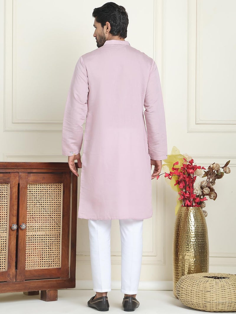 Jompers Floral Embroidered and Sequins Kurta Set in Silk Blend - Image 3