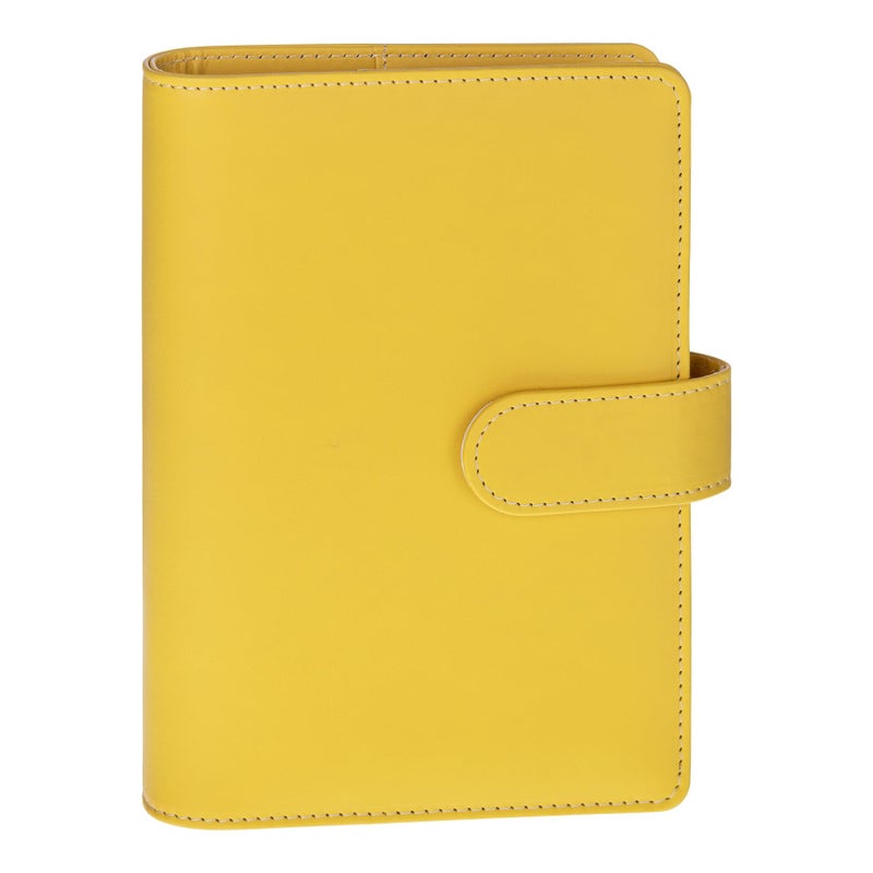 Antner A6 Notebook Binder Refillable 6 Ring Budget Binder Cover for A6 Refill Paper, PU Leather Budget Planner Organizer with Magnetic Buckle, Loose Leaf Personal Planner, Lemon Yellow - Image 1