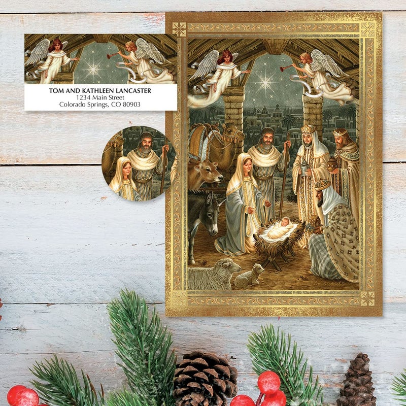 Current Snowy Church Religious Christmas Cards with Envelopes - Set of 18 Large 5 x 7-Inch Folded Cards, Faith Holiday Greeting Card Value Pack - Image 5