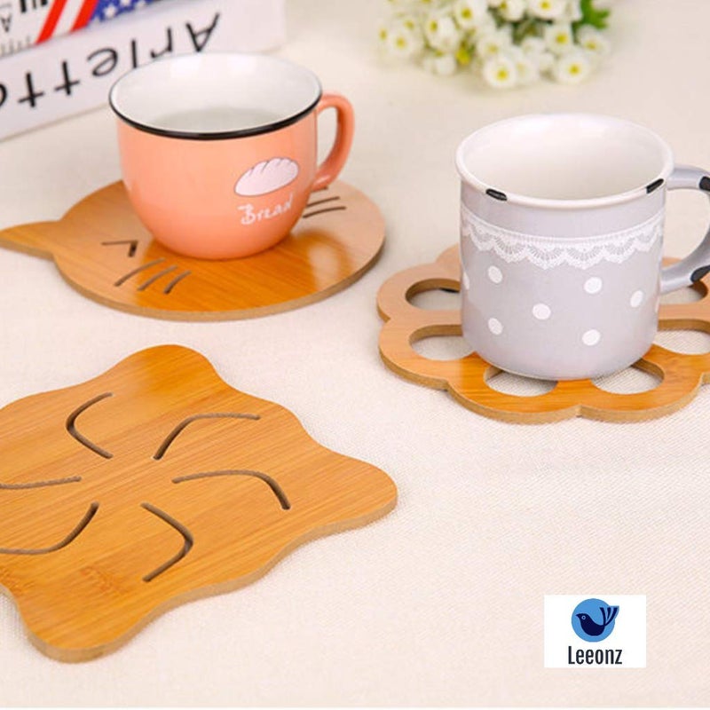 Leeonz 3 Pcs Bamboo Trivet Heat Resistant Table Mats Non-Slip Placemats Thickened Wood Trivets Hollow Design for Dishes, Pot, Bowl, Teapot, Hot Pot Holders - Image 4