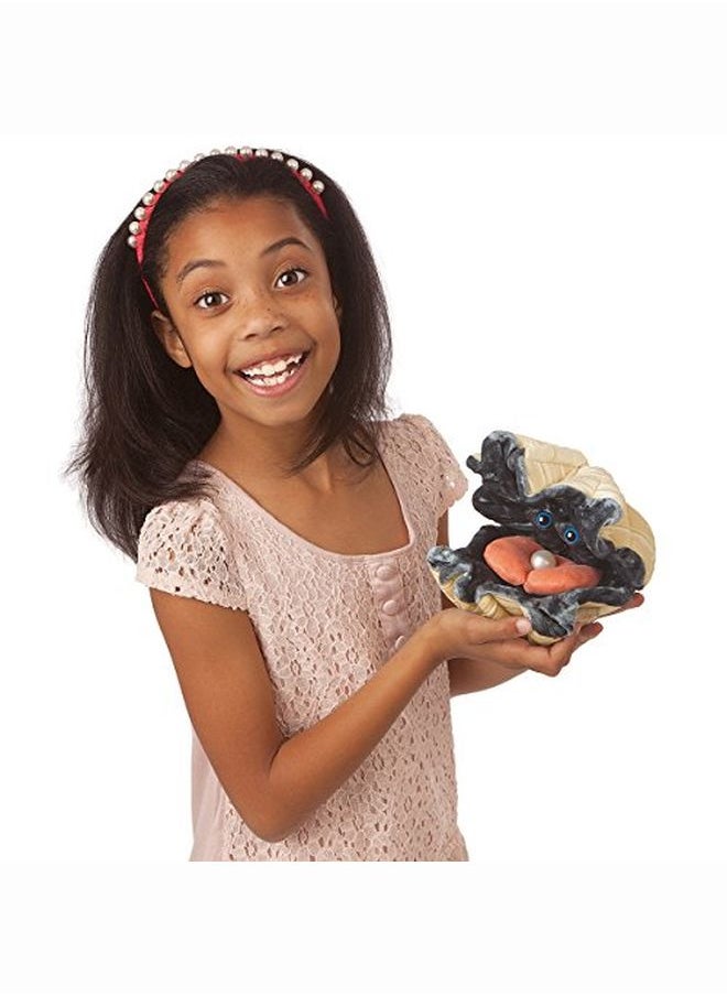 Folkmanis - Giant Clam Hand Puppet Plush Light Tan/Gray - Image 1
