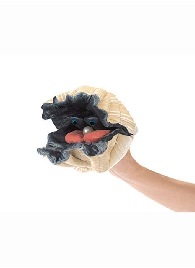 Folkmanis - Giant Clam Hand Puppet Plush Light Tan/Gray - Image 1