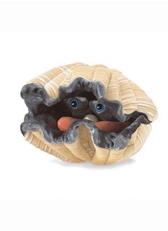 Giant Clam Hand Puppet Plush Light Tan/Gray