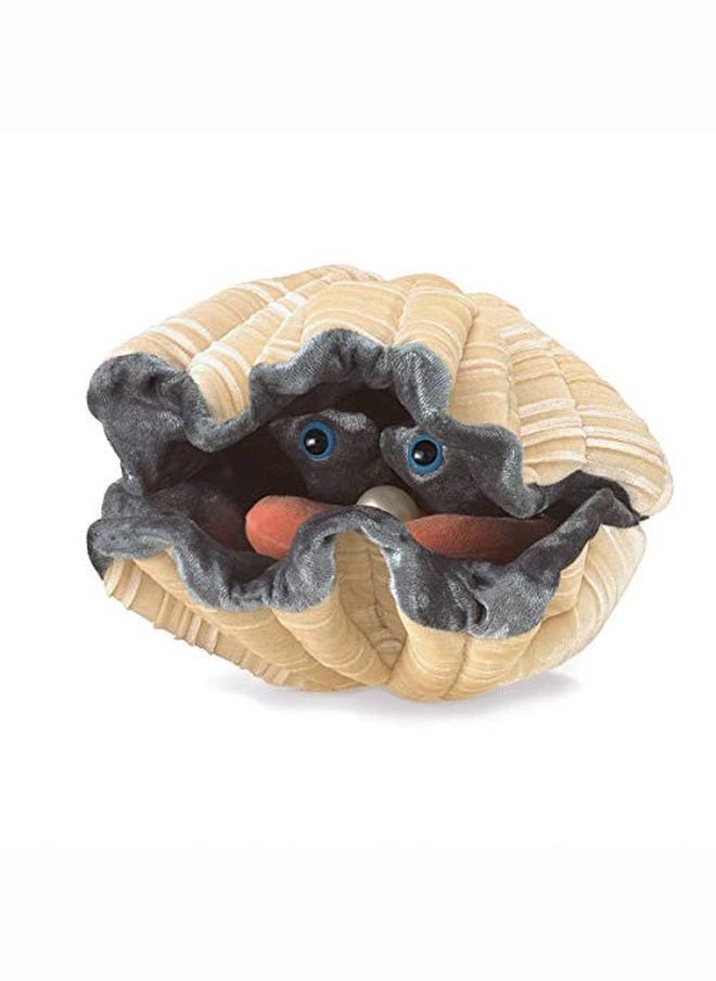 Folkmanis - Giant Clam Hand Puppet Plush Light Tan/Gray - Image 1