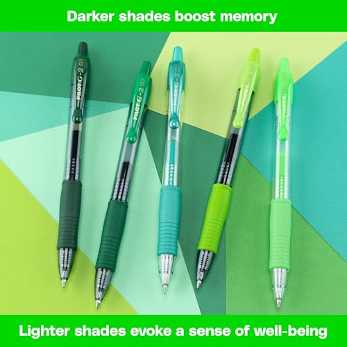 Pilot G2 Premium Gel Roller Pens, Fine Point Gel Pens, Boost Green Pack, The Colors of Balance, 8-Pack Pouch, 0.7 mm, Assorted - Ideal for School, Journaling, & Office Writing - Image 5