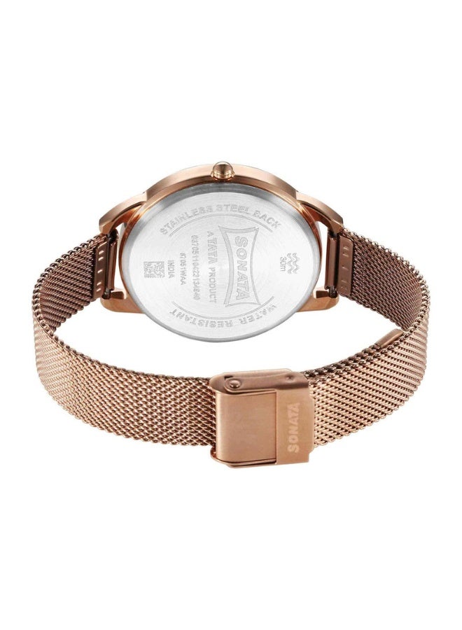 Sonata 87051WM01 Women’s Watch – Green Dial, Rose Gold Stainless Steel Strap, Quartz Movement, 30m Water Resistance - Image 4