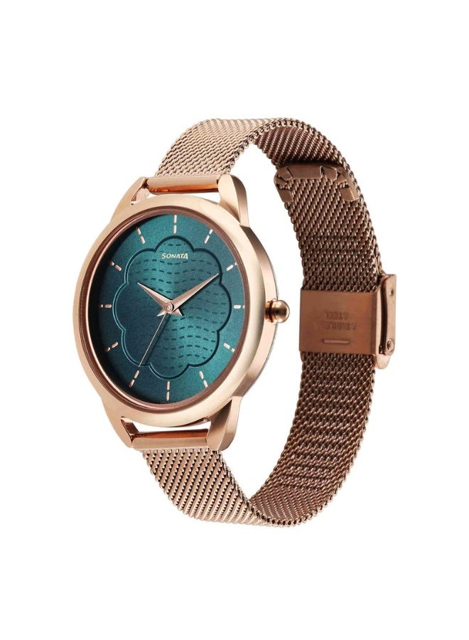 Sonata 87051WM01 Women’s Watch – Green Dial, Rose Gold Stainless Steel Strap, Quartz Movement, 30m Water Resistance - Image 3