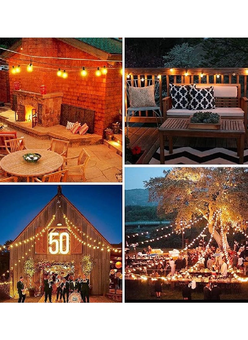 Yuwell Outdoor String Lights 26.24Ft Patio Lighting 25 LED Bulbs For Outside Party Wedding Indoor/Outdoor Balcony Decor Lights Plastic Bulbs Waterproof IP45 With 1W Bulbs For Ramadan Decoration 8 Meter  - Image 3