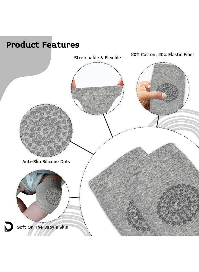 DaKos Baby Crawling Anti Slip Knee Pads Unisex Baby Toddlers Kneepads 1 Pair (Dark Grey) - Image 3