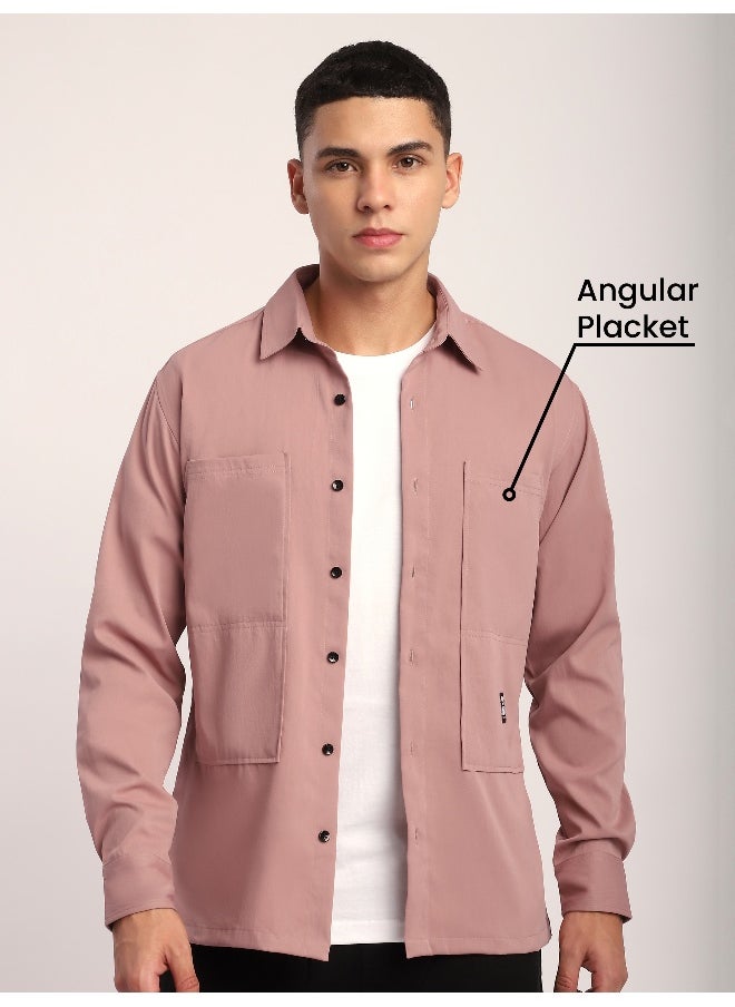 Beyoung Dusty Pink Angular Pocket Shirt  - Image 3