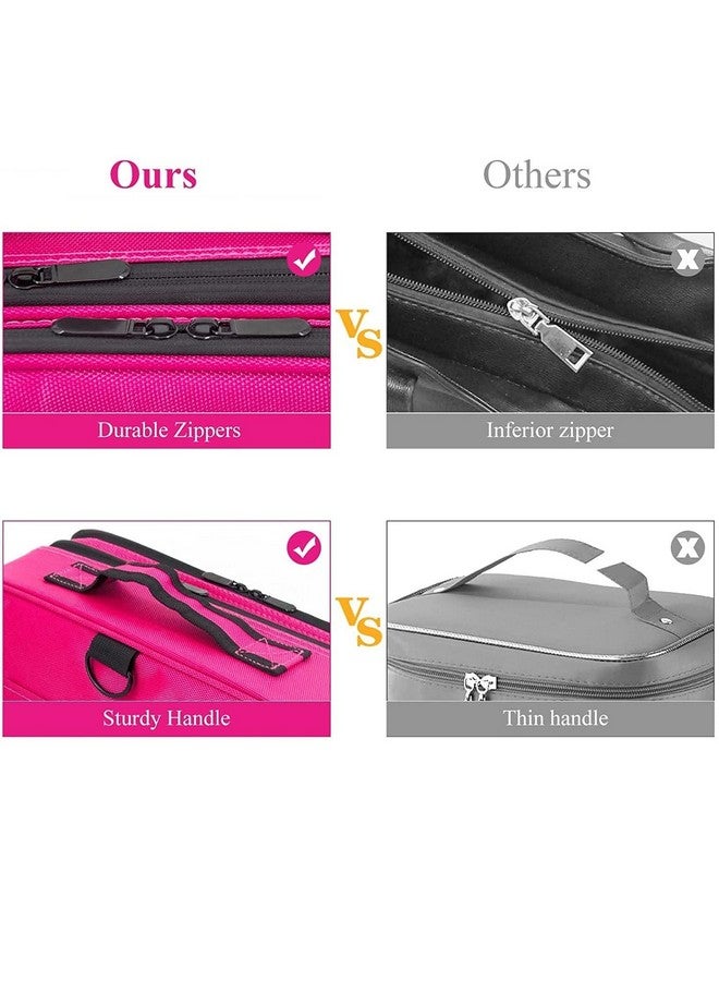 LAFILLETTE Travel Cosmetic Bags, Professional Makeup Case Box Organizer with Adjustable Dividers Compartments for Makeup Brushes Toiletry Jewelry Digital Accessories (16 INCH (2 Layer), Pink) - Image 5