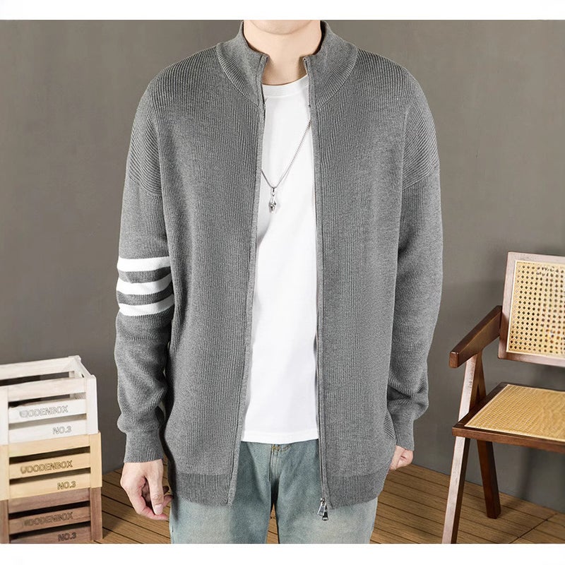 Fall/Winter Vertical Collar Zipper Jacket Knitted Cardigan 2024 Fall/Winter American Style Lazy Style Sweater For Men And Women - Image 5