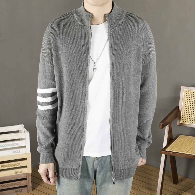 Fall/Winter Vertical Collar Zipper Jacket Knitted Cardigan 2024 Fall/Winter American Style Lazy Style Sweater For Men And Women - Image 4