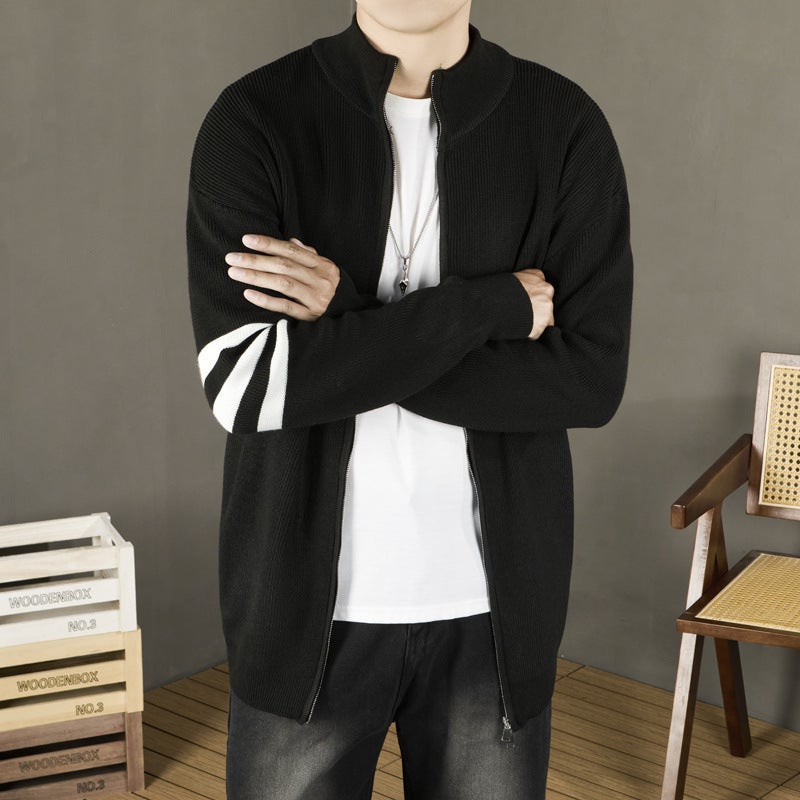 Fall/Winter Vertical Collar Zipper Jacket Knitted Cardigan 2024 Fall/Winter American Style Lazy Style Sweater For Men And Women - Image 3