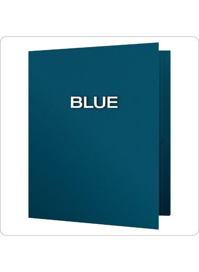 Oxford Oxford Twin-Pocket Folders, Textured Paper, Letter Size, Blue, Holds 100 Sheets, Box of 25 (57502EE) - Image 3