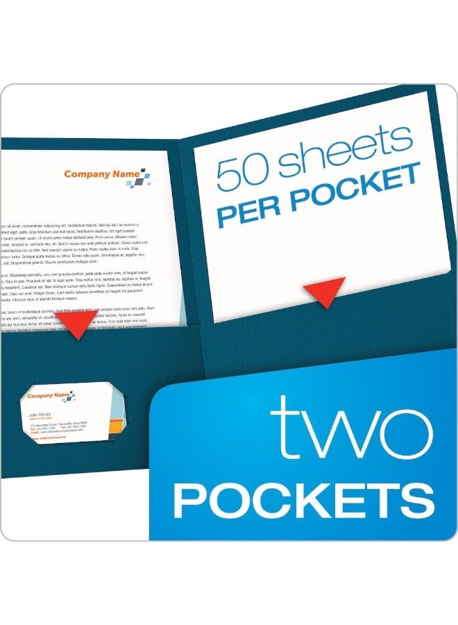 Oxford Oxford Twin-Pocket Folders, Textured Paper, Letter Size, Blue, Holds 100 Sheets, Box of 25 (57502EE) - Image 4