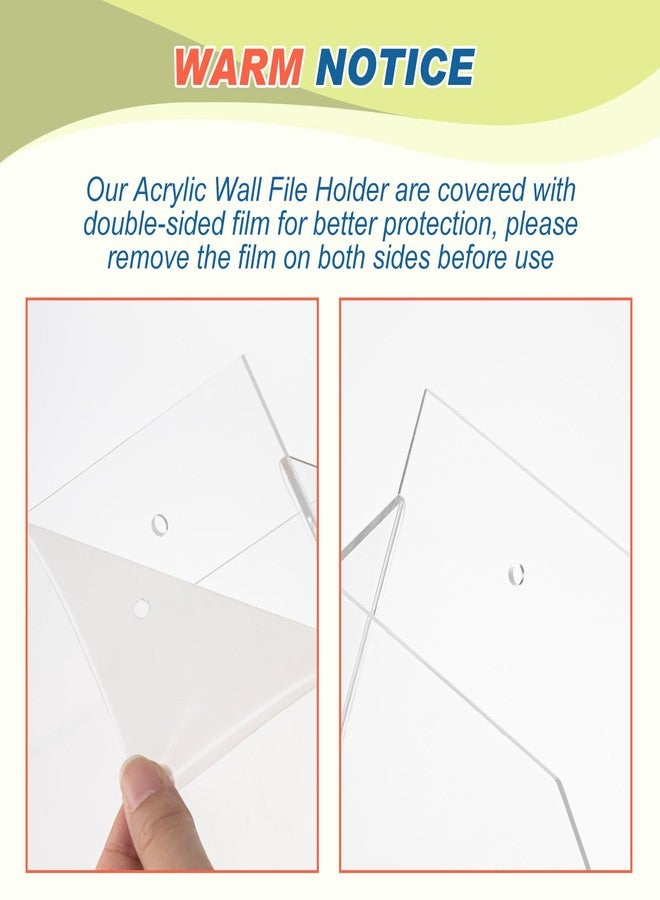 Feifeiya 2Pcs Clear Acrylic File Holder Wall Mount Mail Magazine Organizer File Holders with Screw Wall Pocket Office Document Storage Rack Magazine Letter Brochure(14 x8.3 x1.2 ,Horizontal) - Image 2