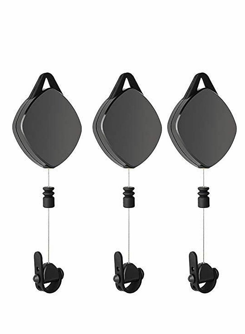 Excefore VR Cable Management System, Ceiling Hooks with Retractable Carabiner, Retractable Ceiling Pulley System for Oculus Quest/Quest 2/HTC Vive/Vive Pro/Oculus Rift/Rift S[3 Packs,Black] - Image 1