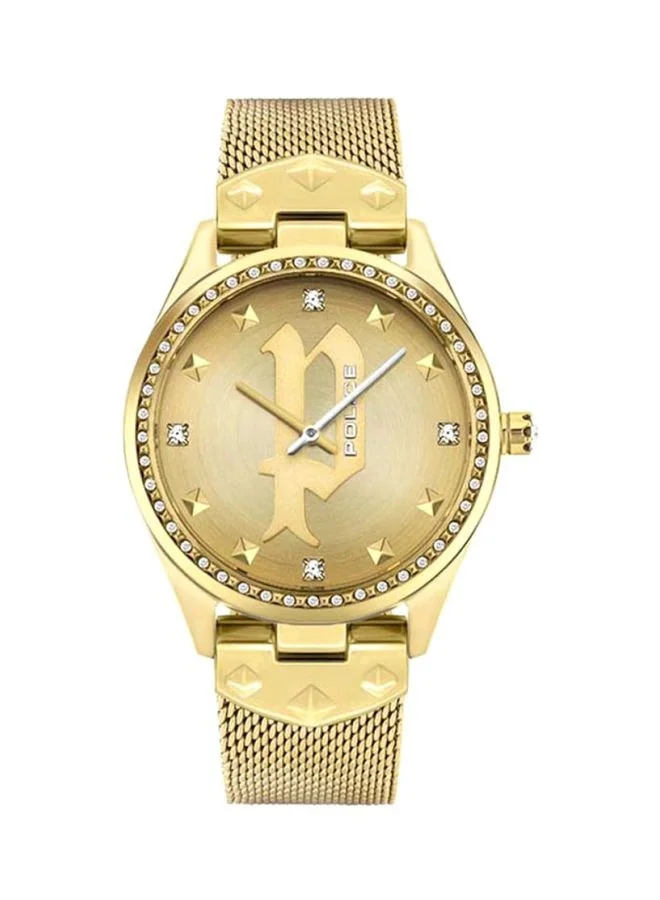 POLICE Pongua Gold Dial Gold Stainless Steel Bracelet Analog Watch for Women 36mm