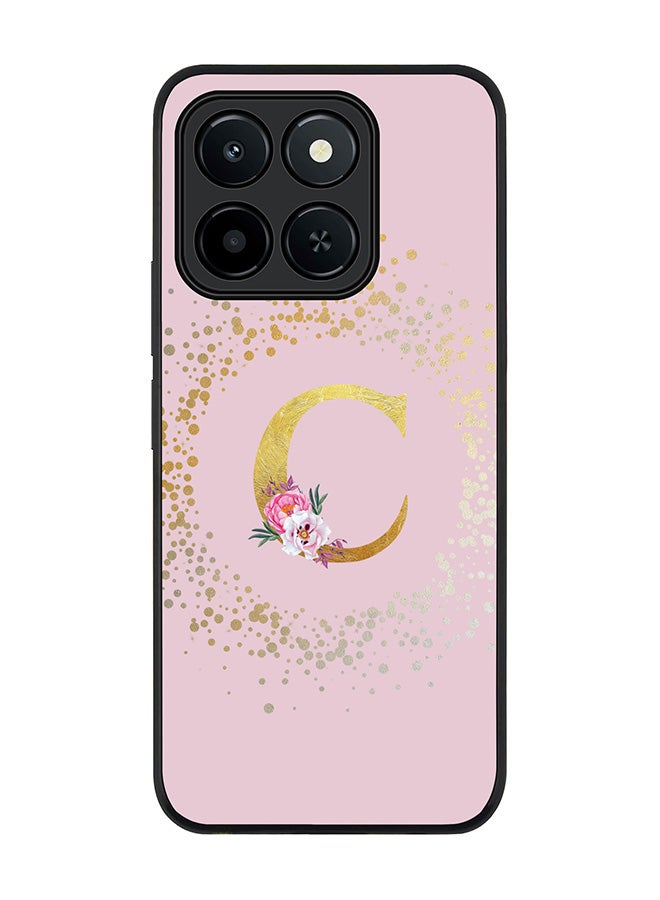 For Honor X6c Case,Slim fit Camera Protection, Shockproof Thin Phone cover  - Custom Monogram Floral - C  (Pink )