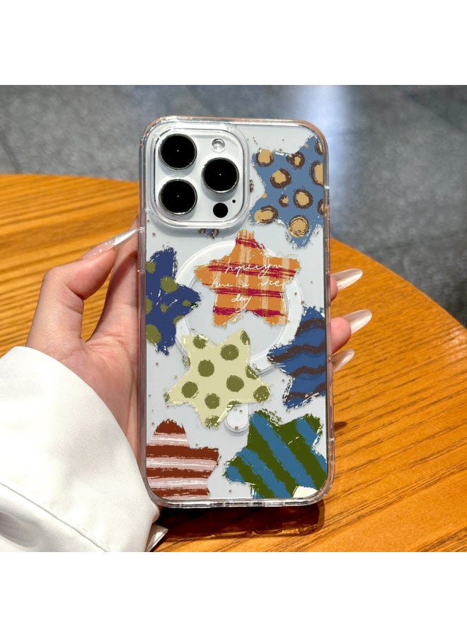 Graffiti Star Polka Dot Compatible With Iphone 17 Phone Case Apple 16 Pro Max Magnetic Anti-fall Transparent Soft Case 15
