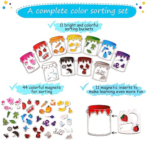Simply magic 11 Jars Magnetic Color Sorting Set - Color Sorting Toys for Toddlers, Magnetic Shapes, Learning Colors Recognition Magnets, Colors Matching Games for Toddlers, Preschool Circle Time - Image 3
