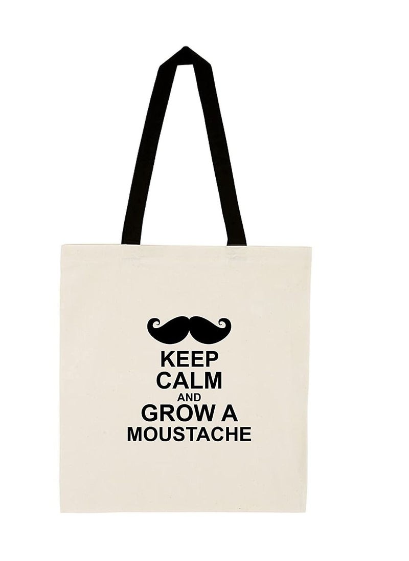 PRINTSHOP4ME - Movember Cotton Jute Bag with black handle bag for Movember, Mobro, No Shave, Mens Health Awareness for fundraising awareness campaigns (Design 3) - Image 1