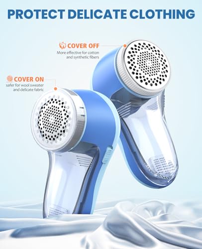 POPCHOSE Fabric Shaver, Lint Remover for Clothes, Electric Lint Shaver with 6-Leaf Blades, Sweater Shavers to Remove Pilling for Clothing, Couch, Furniture, Fuzz, Lint Ball, Bobbles, Blue-Cyan - Image 5