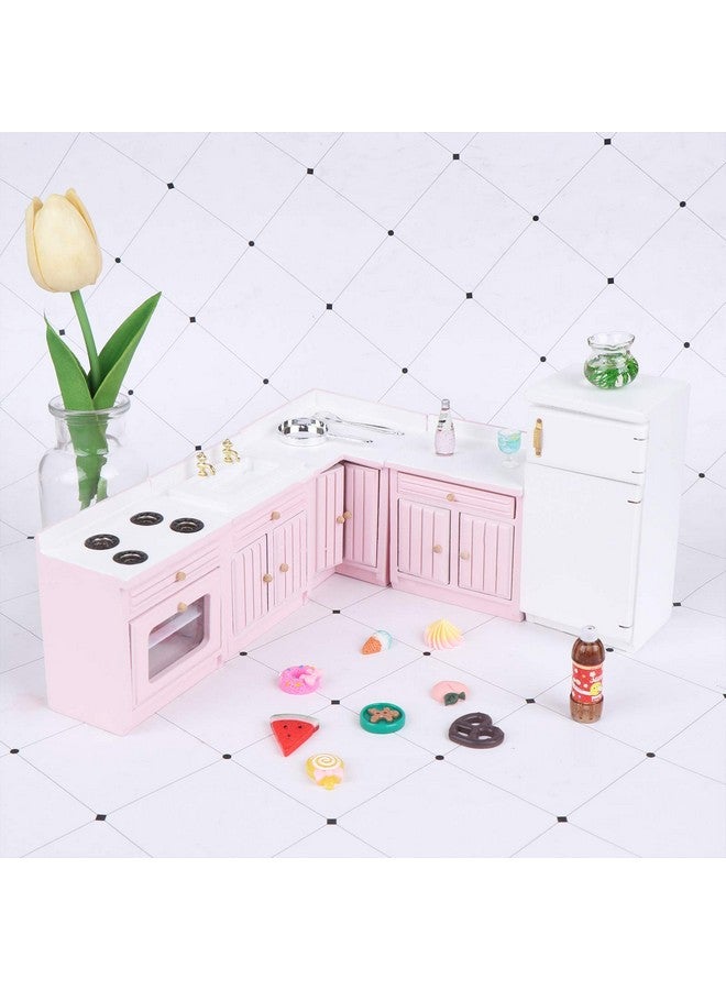 Haomian Haomian Dollhouse Kitchen Furniture Kit 1:12 Dollhouse Miniature Furniture Wooden Kitchen Cabinet Fridge Set Kitchen Dining Room Furniture for 1:12 Dollhouse Miniatures Scenes Accessories - Image 5