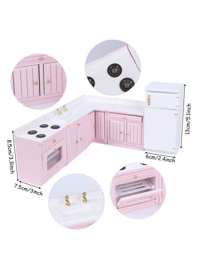 Haomian Haomian Dollhouse Kitchen Furniture Kit 1:12 Dollhouse Miniature Furniture Wooden Kitchen Cabinet Fridge Set Kitchen Dining Room Furniture for 1:12 Dollhouse Miniatures Scenes Accessories - Image 2