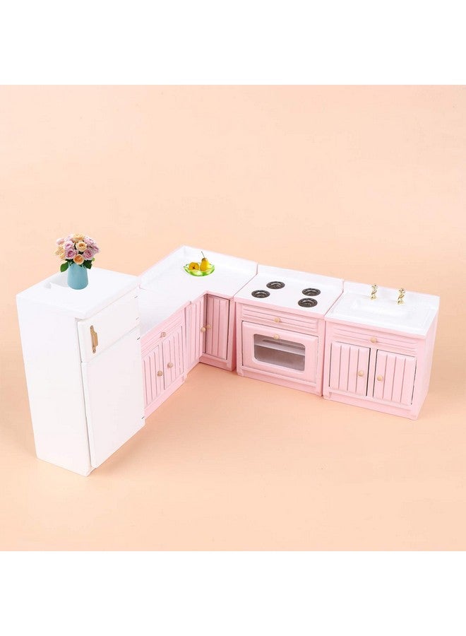 Haomian Haomian Dollhouse Kitchen Furniture Kit 1:12 Dollhouse Miniature Furniture Wooden Kitchen Cabinet Fridge Set Kitchen Dining Room Furniture for 1:12 Dollhouse Miniatures Scenes Accessories - Image 3