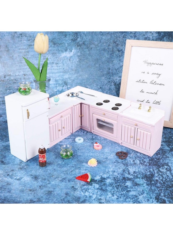 Haomian Haomian Dollhouse Kitchen Furniture Kit 1:12 Dollhouse Miniature Furniture Wooden Kitchen Cabinet Fridge Set Kitchen Dining Room Furniture for 1:12 Dollhouse Miniatures Scenes Accessories - Image 4