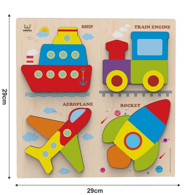 Webby Transport Wooden Puzzle for 2-4 Years Old Toddlers - Learning Puzzle Toys for Pre School and Montessori Kids - Image 3
