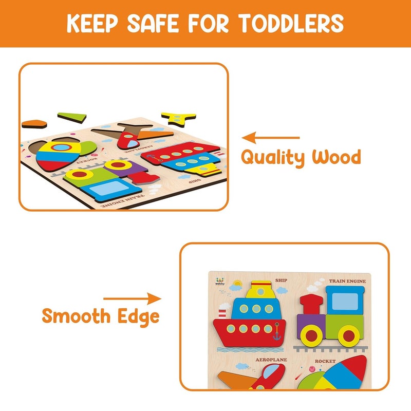 Webby Transport Wooden Puzzle for 2-4 Years Old Toddlers - Learning Puzzle Toys for Pre School and Montessori Kids - Image 4