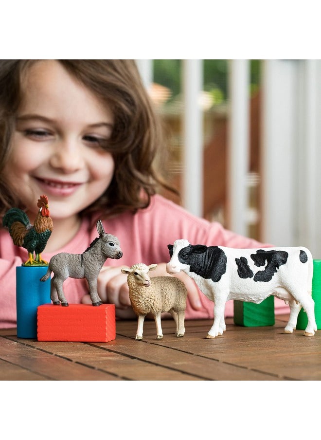 Schleich Schleich Farm World - Starter Set, Includes 4 x Collectible Toy Farm Animals, Cow, Sheep, Donkey Foal and Rooster Farm Animal Toys for Kids Ages 3+  - Image 2