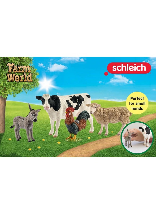 Schleich Schleich Farm World - Starter Set, Includes 4 x Collectible Toy Farm Animals, Cow, Sheep, Donkey Foal and Rooster Farm Animal Toys for Kids Ages 3+  - Image 5